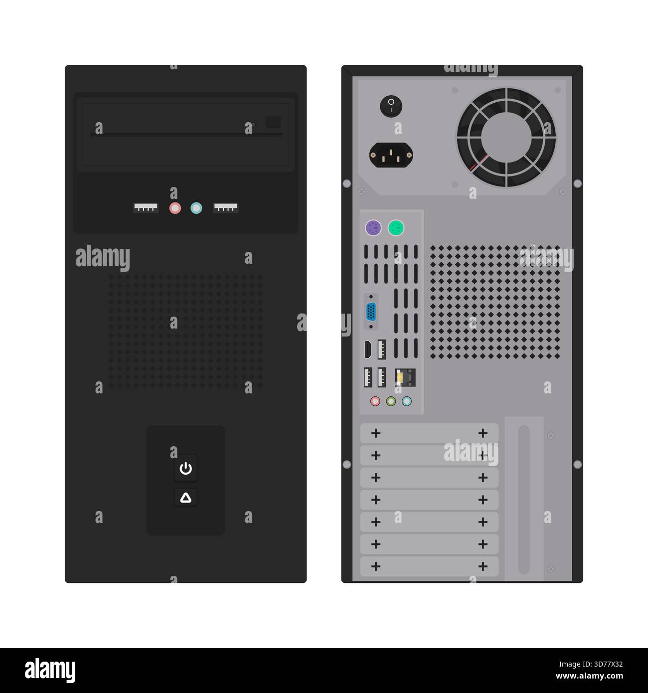 Classic PC tower case front and rear views Stock Vector Image & Art - Alamy