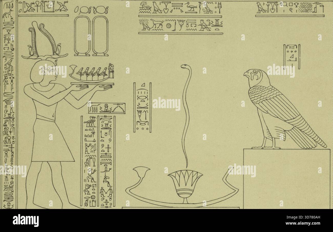 Tableau depicting the left wall of Chamber V in the Grand Temple of ...