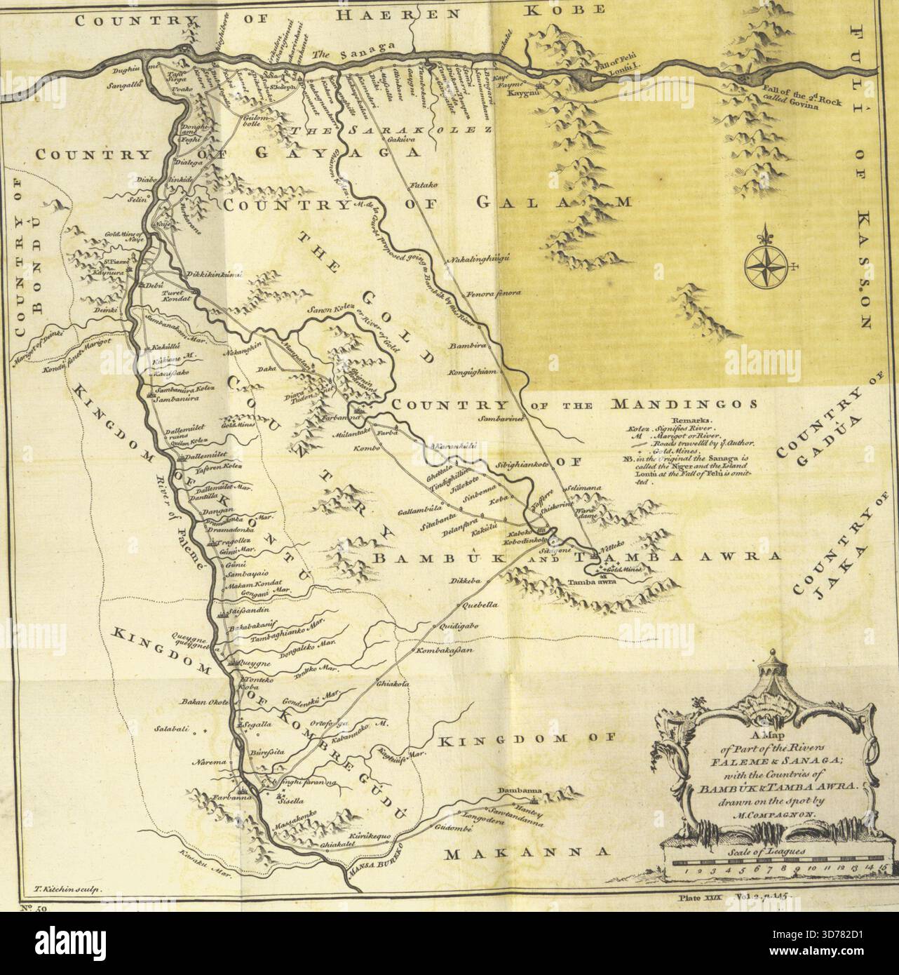 A map of the rivers Faleme and Sanaga, depicting the countries of ...