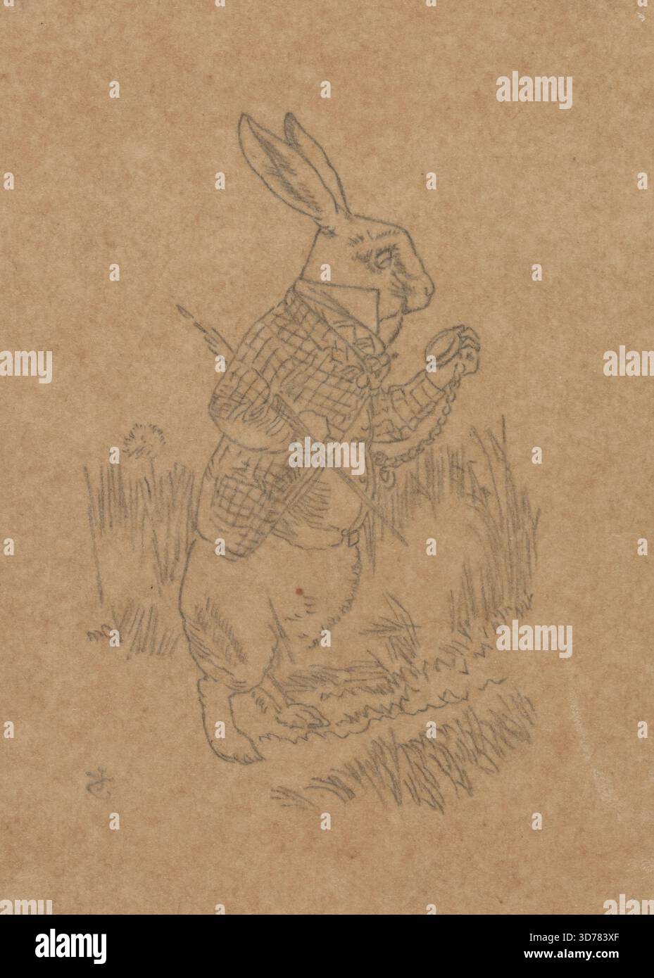 White Rabbit Teniel Running Tracing of the White Rabbit holding his watch, by John Tenniel (1820 ...