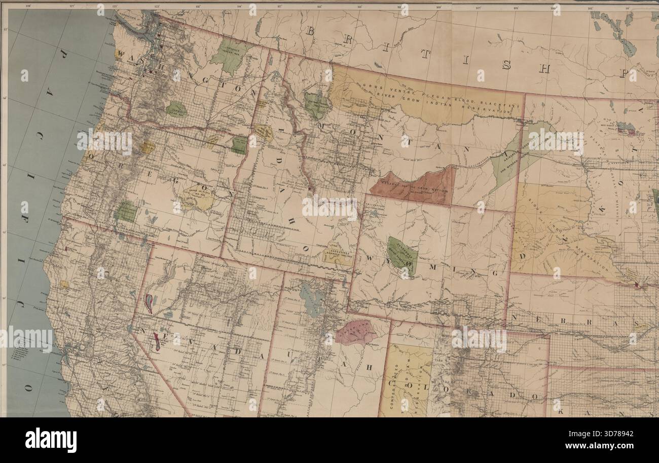 Map of the United States and territories, 1873. This map shows the ...