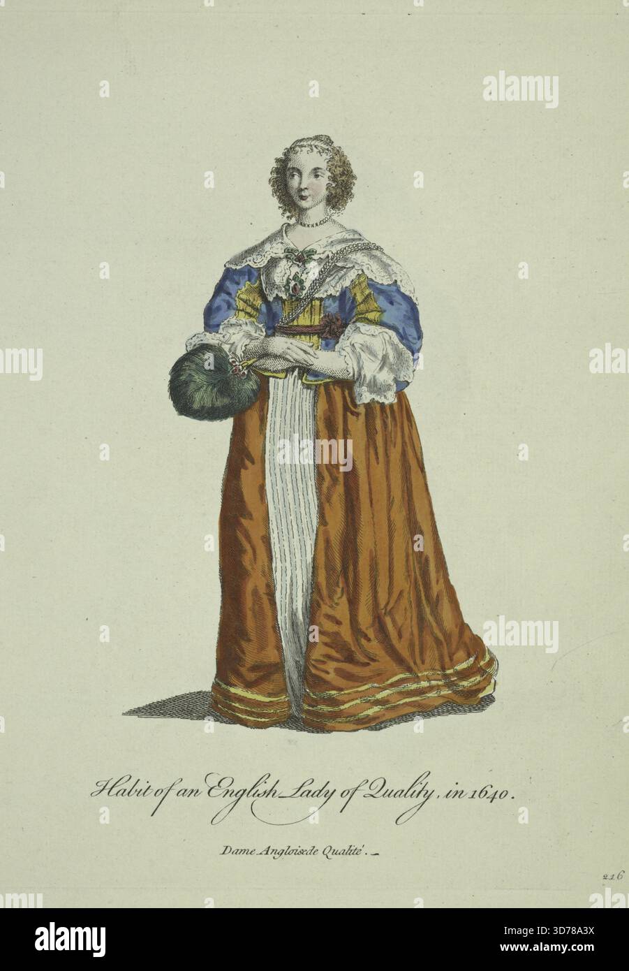 Habit of an English lady of quality in 1640, by Wenceslaus Hollar