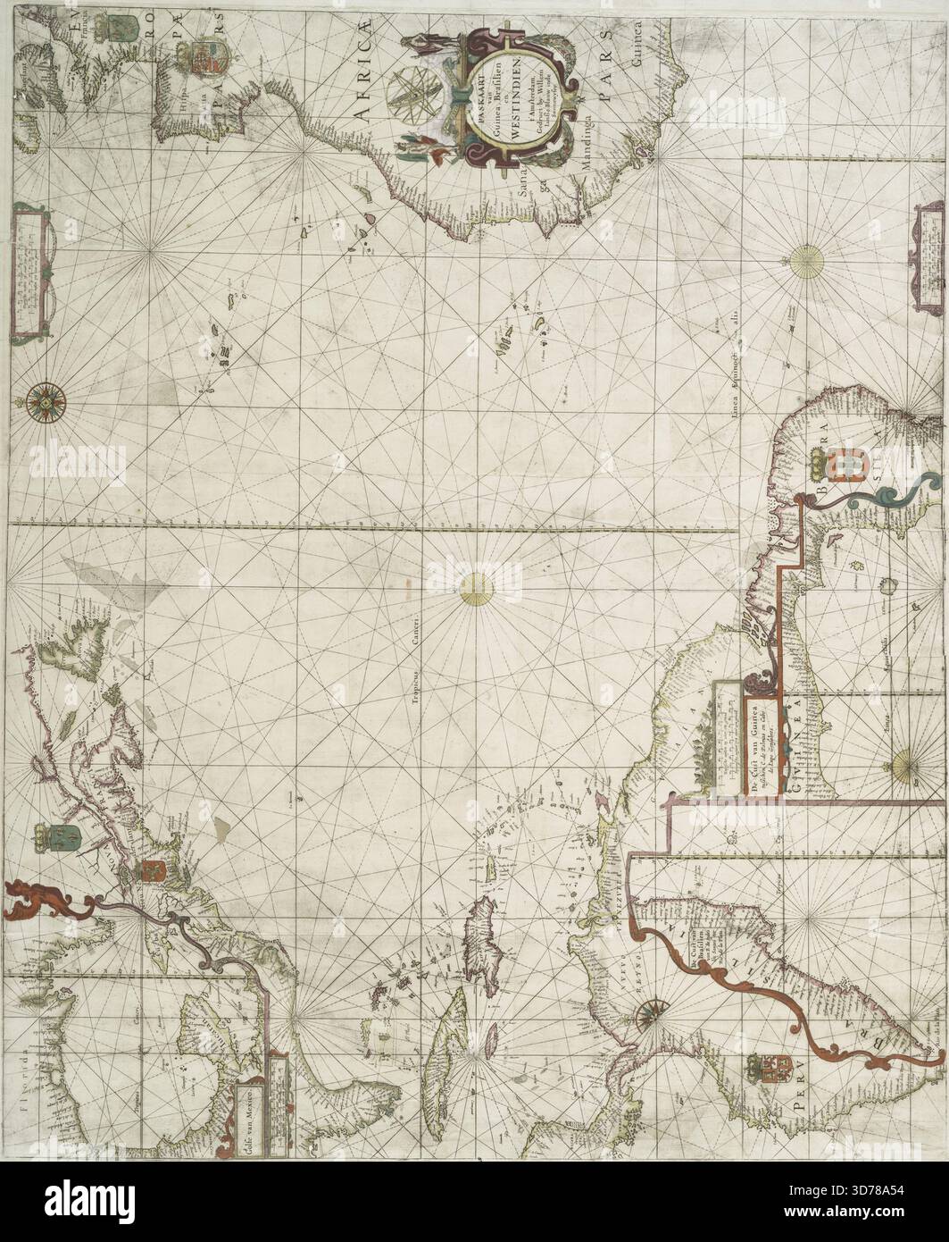 A map of Guinea, Brazil, and the West Indies, created in 1617. It is ...