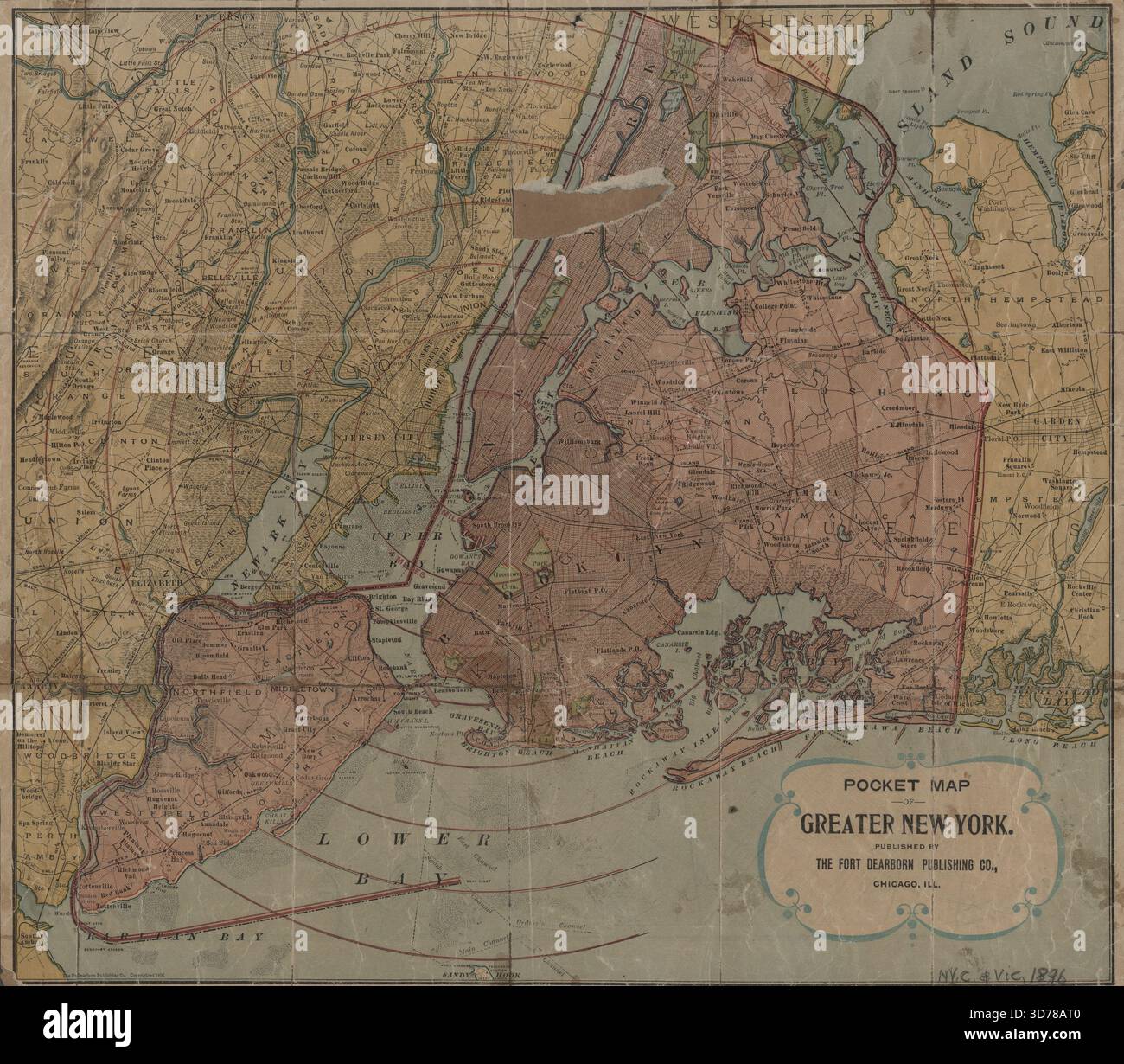 Pocket map of Greater New York., 1896 Stock Photo - Alamy