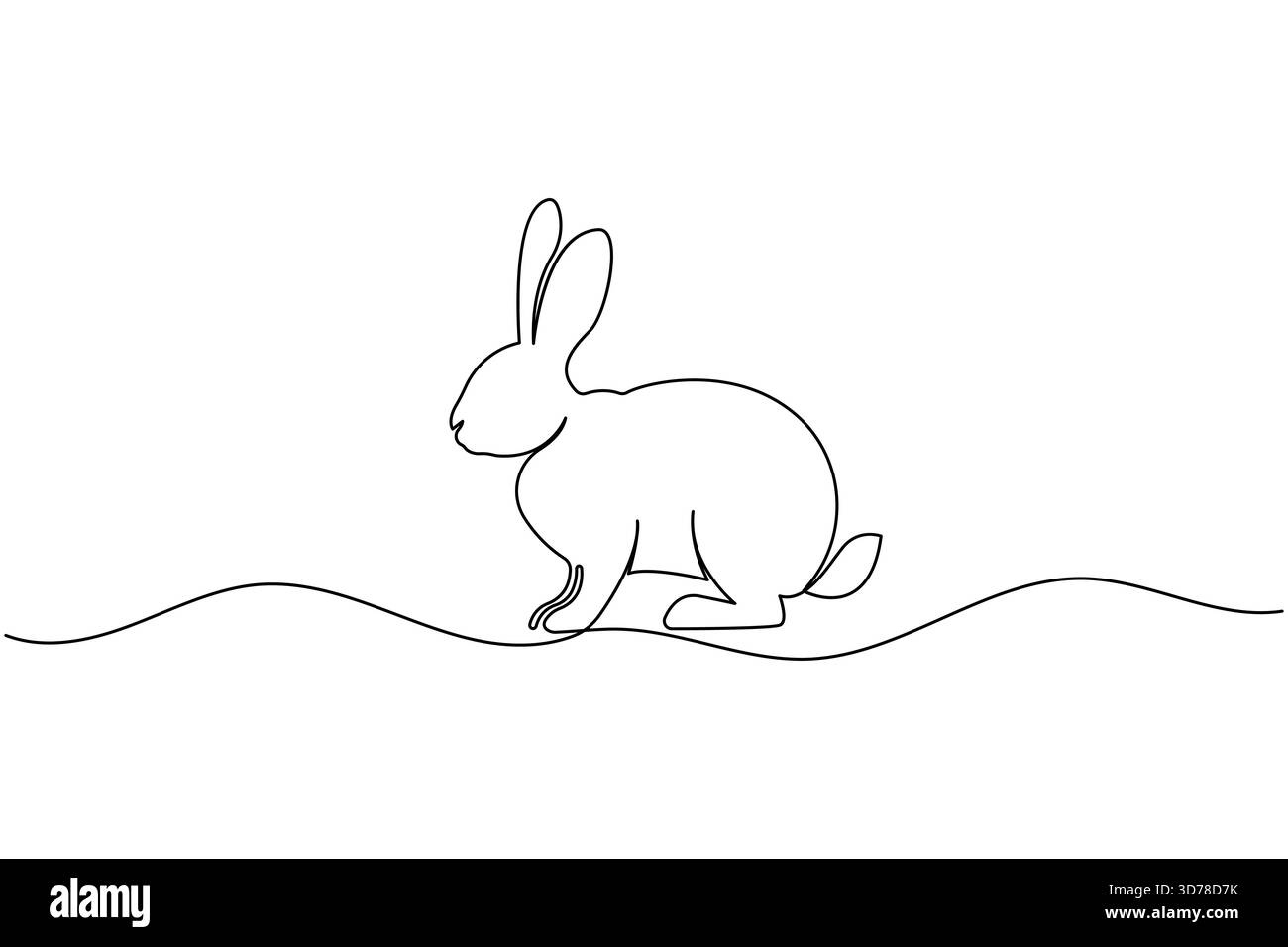 Rabbit one line drawing minimal continuous outline animal illustration ...
