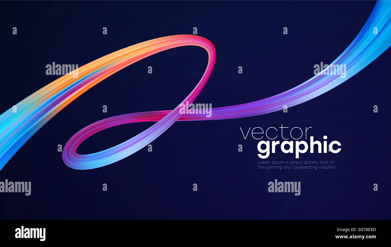 Vector Illustration Dynamic Color Ribbon Loop on Dark Background for Modern Graphic Design Creative Artwork Stock Vector