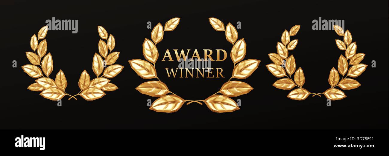 Award Winning Gold Laurel Wreath With Black Background For Recognition ...