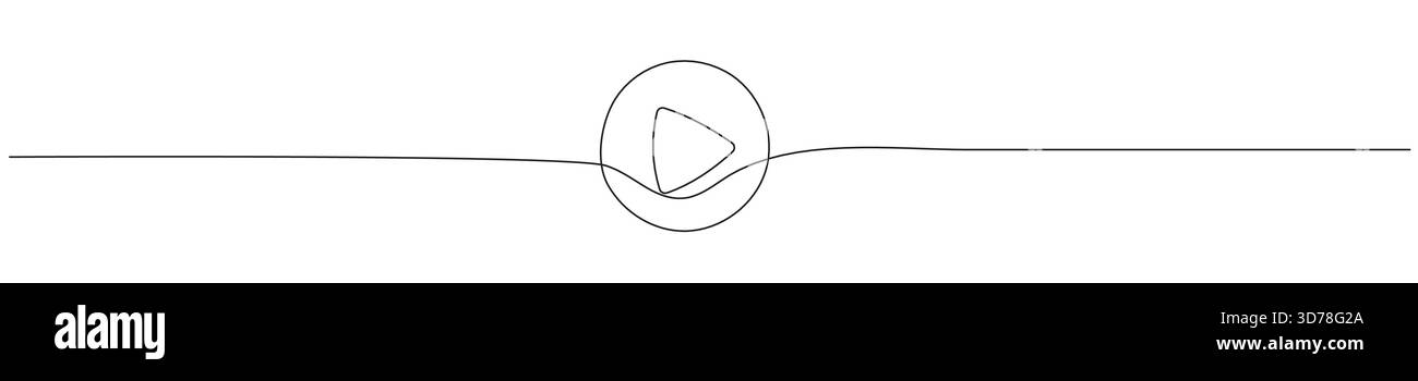 Continuous line drawing of play icon. Media, Video or music player ...
