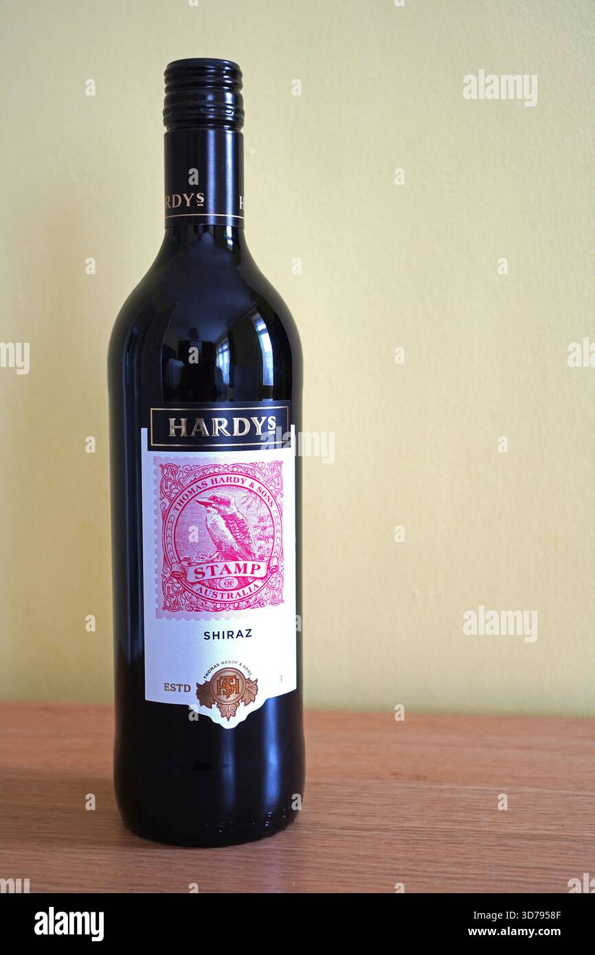 Hardys shiraz red wine bottle hi-res stock photography and images