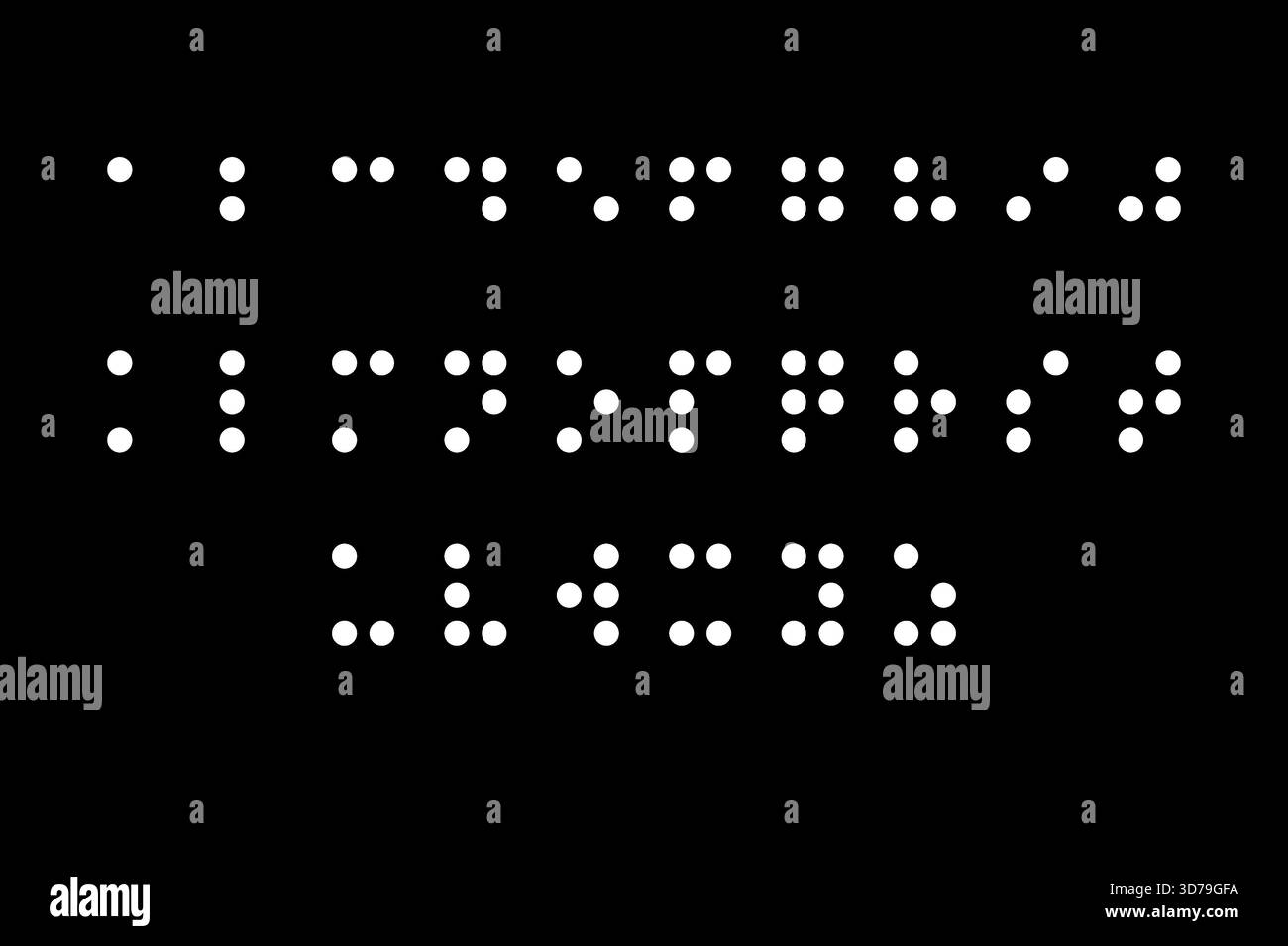 Braille Alphabet Concept. White Embossed Dots On Black Background ...