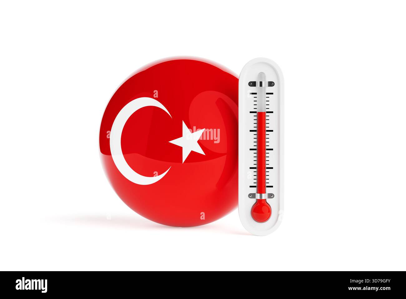 Temperature Rise Flag Climate Awareness And National Temperature Concept. Red Turkey Flag ...