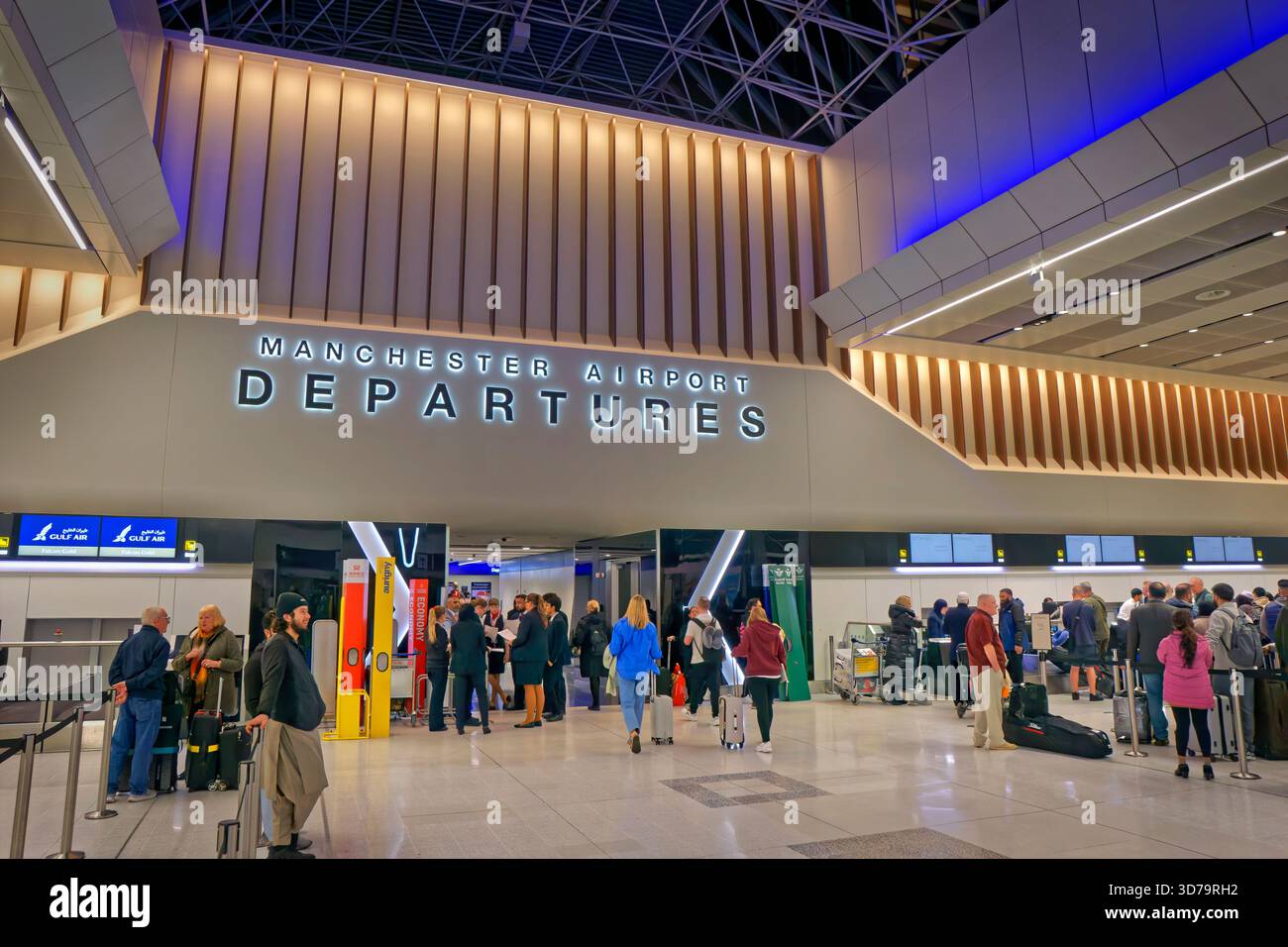 Manchester Airport Terminal 2 Departures area, Manchester, UK. Stock Photo
