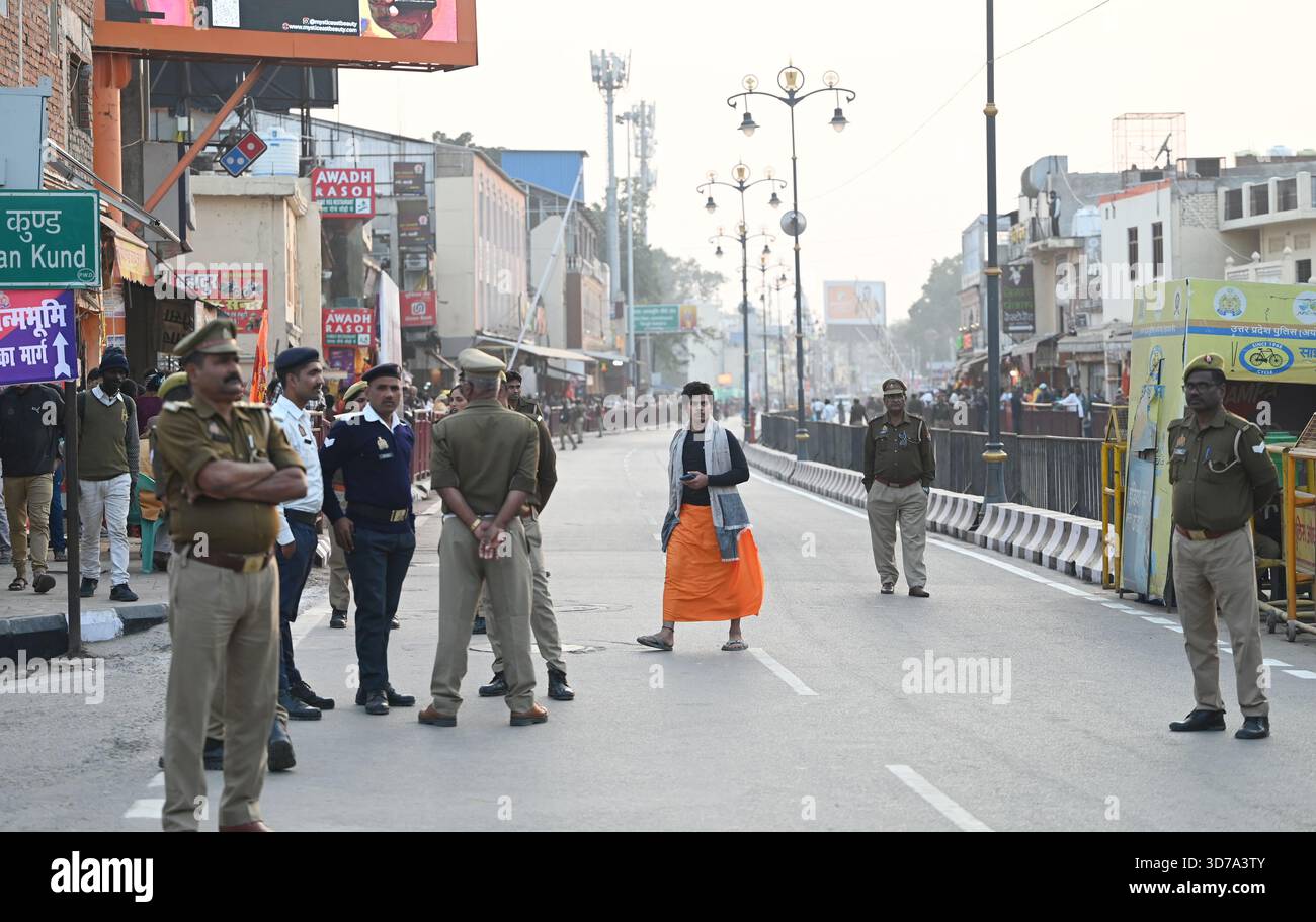 AYODHYA, INDIA - NOVEMBER 24: Tight security near Shri Ram Janmabhoomi ...