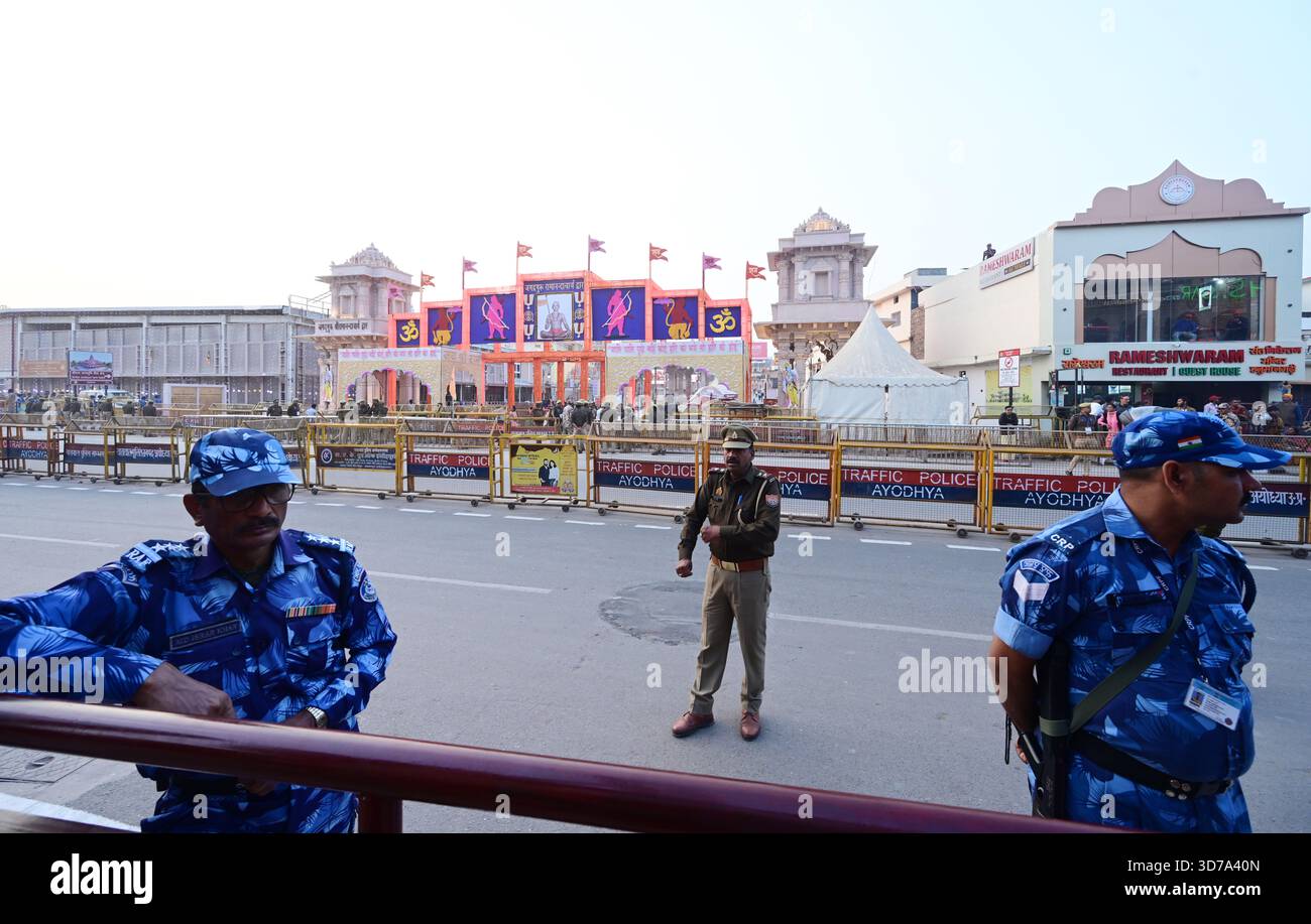 AYODHYA, INDIA - NOVEMBER 24: Tight security near Shri Ram Janmabhoomi ...