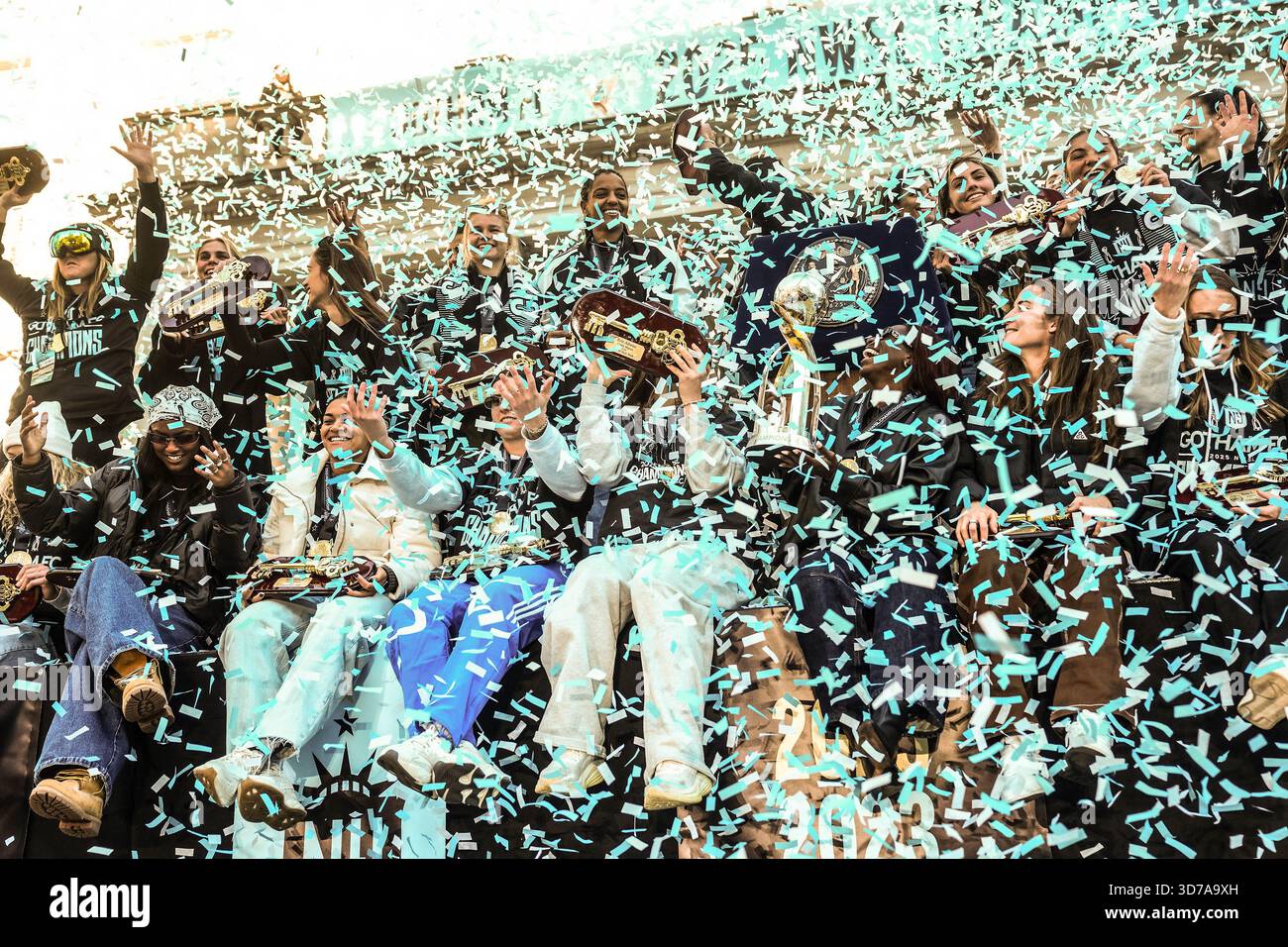 Members of the Gotham Football Club celebrate their win over the ...