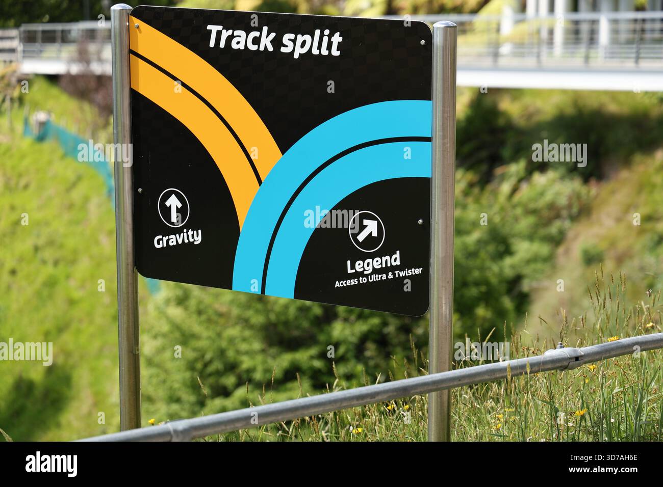 7 Tracks Sign Track Split Gravity Legend Access Ultra Twister Sign Stock Photo - Alamy
