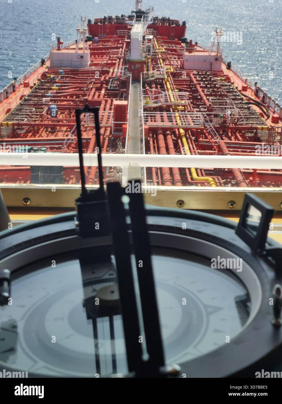 view on the deck from bridge ,tanker vessel - Smartphone Captured Stock Image