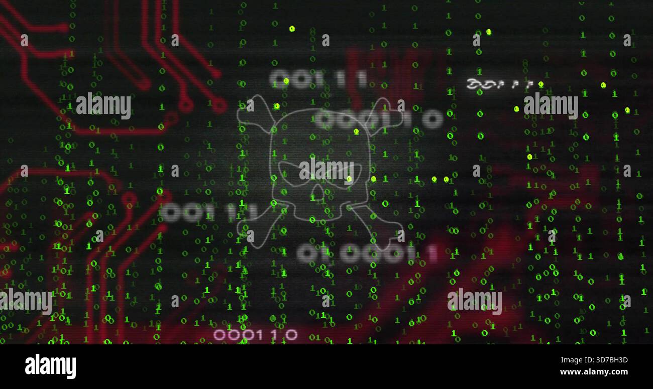 Glowing skull-and-crossbones outline floating on HUD, showing falling ...