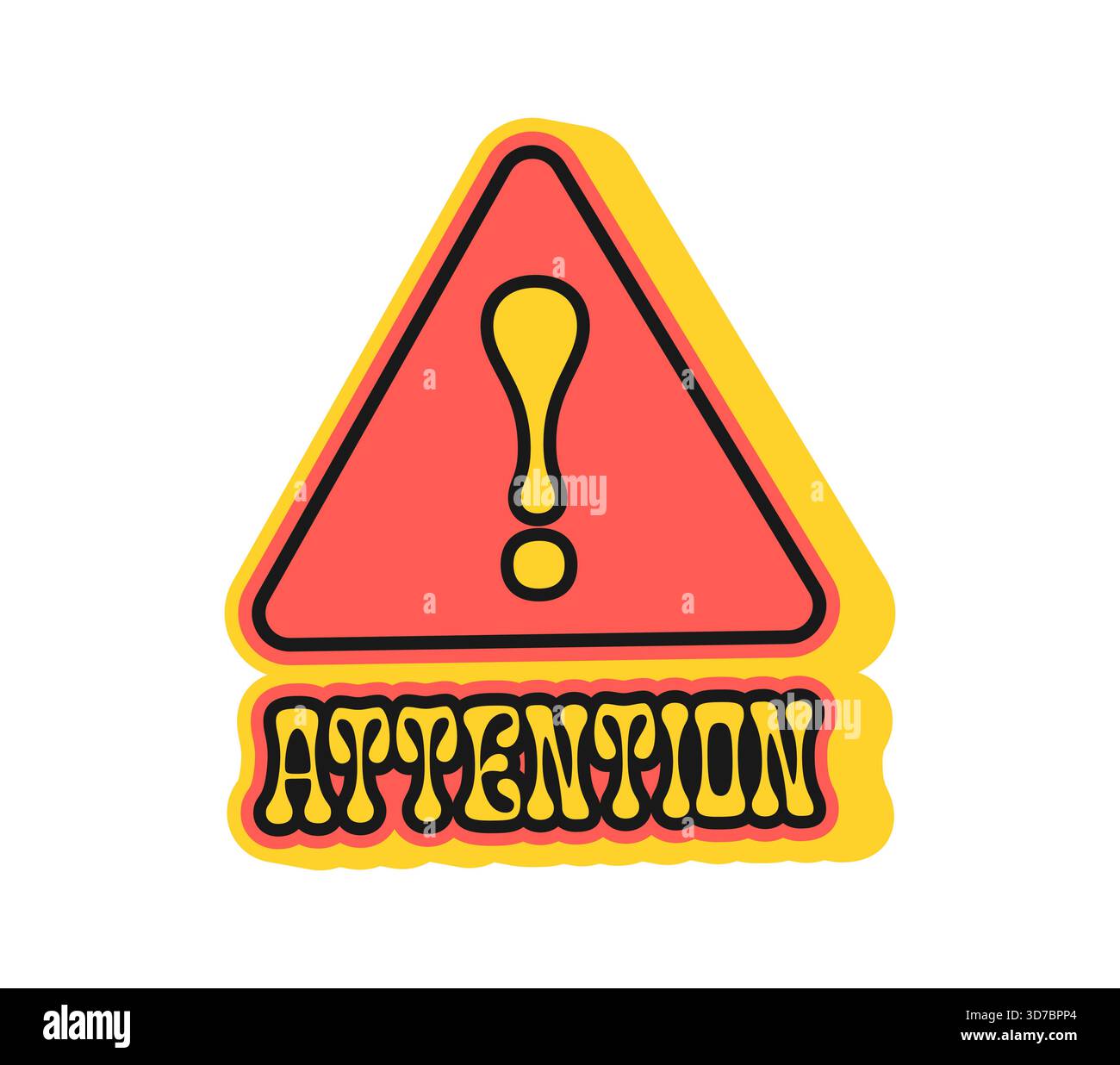 Attention warning Y2K groovy sticker or funky tag. Computer technology ...