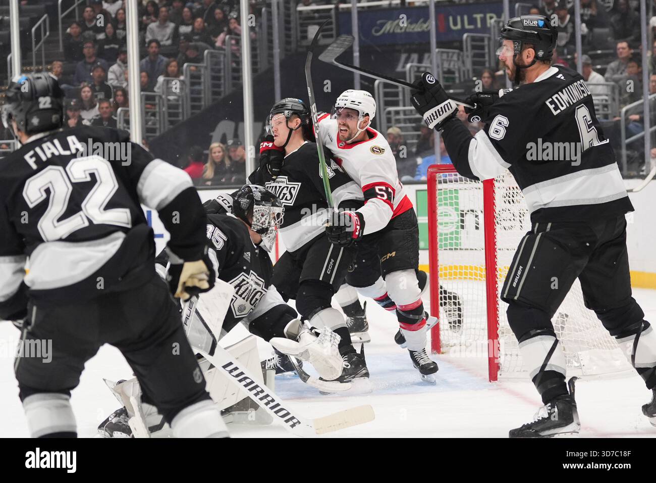 Ottawa Senators left wing David Perron (57) grabs Los Angeles Kings ...