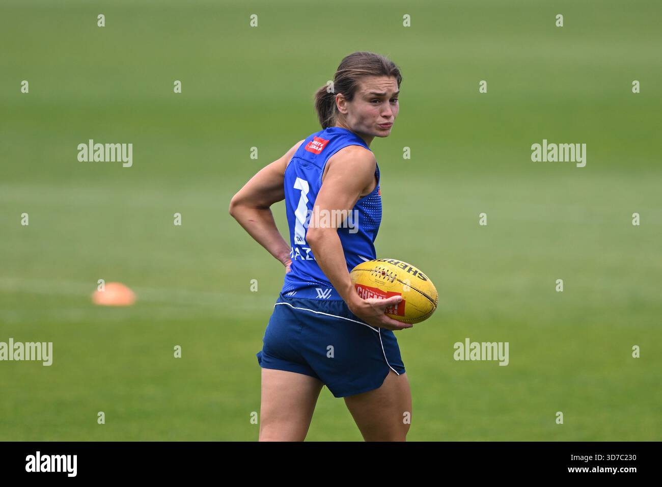 Ash Riddell of the Kangaroos looks on during a North Melbourne ...