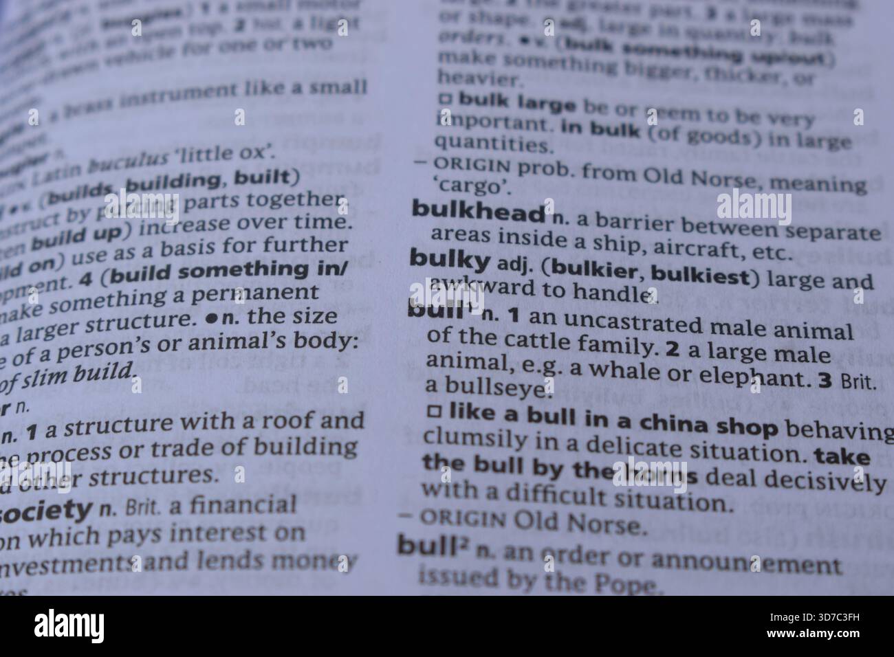 English Dictionary Page Close Up With The Word Of Print -bulky Stock Photo  - Alamy
