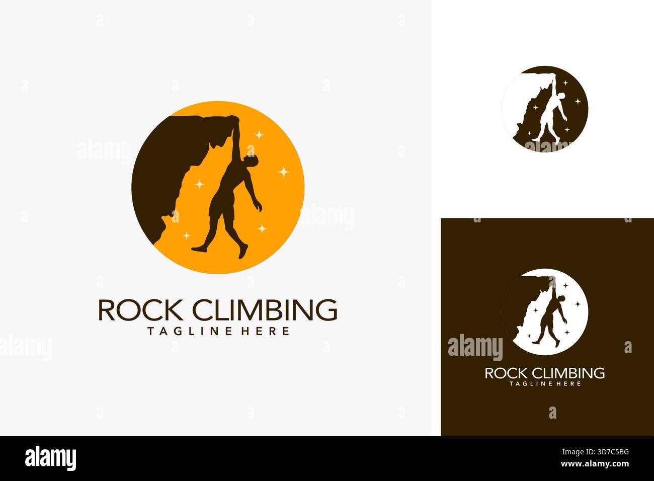Rock climbing logo design Stock Vector