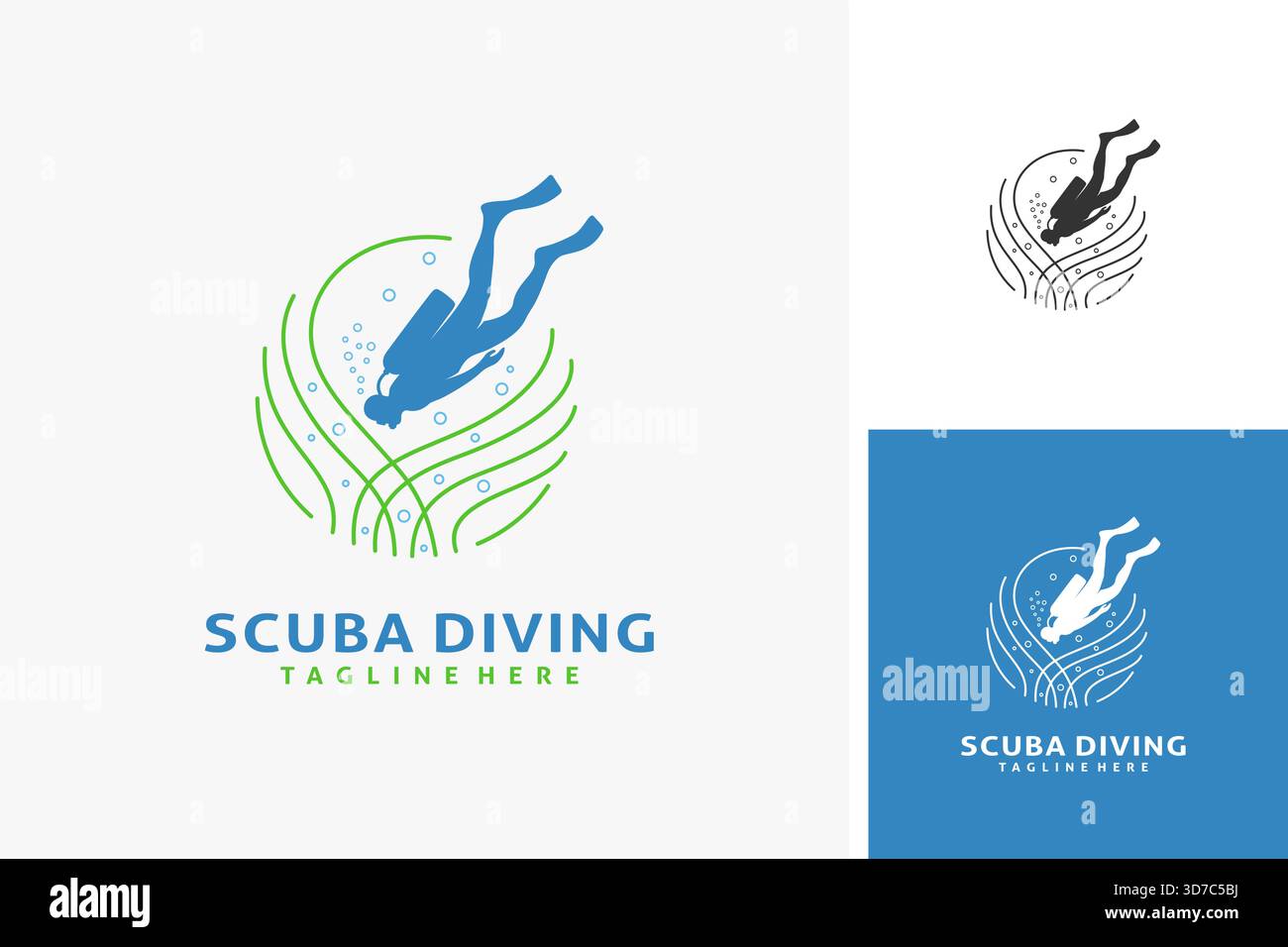 Scuba diving logo design Stock Vector