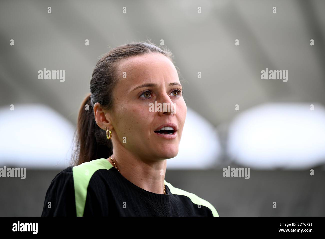 Hayley Raso speaks to media during a Matildas media opportunity at ...
