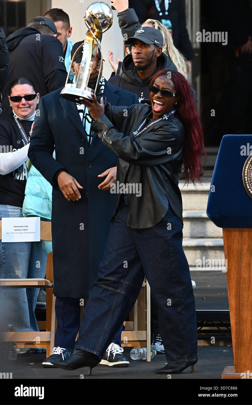 Mandy Freeman NY/NJ Gotham FC team captain Mandy Freeman holds the cup trophy as she ...