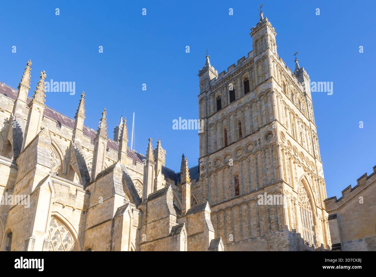 Norman architecture South Tower, Exeter cathedral church, Exeter, Devon ...