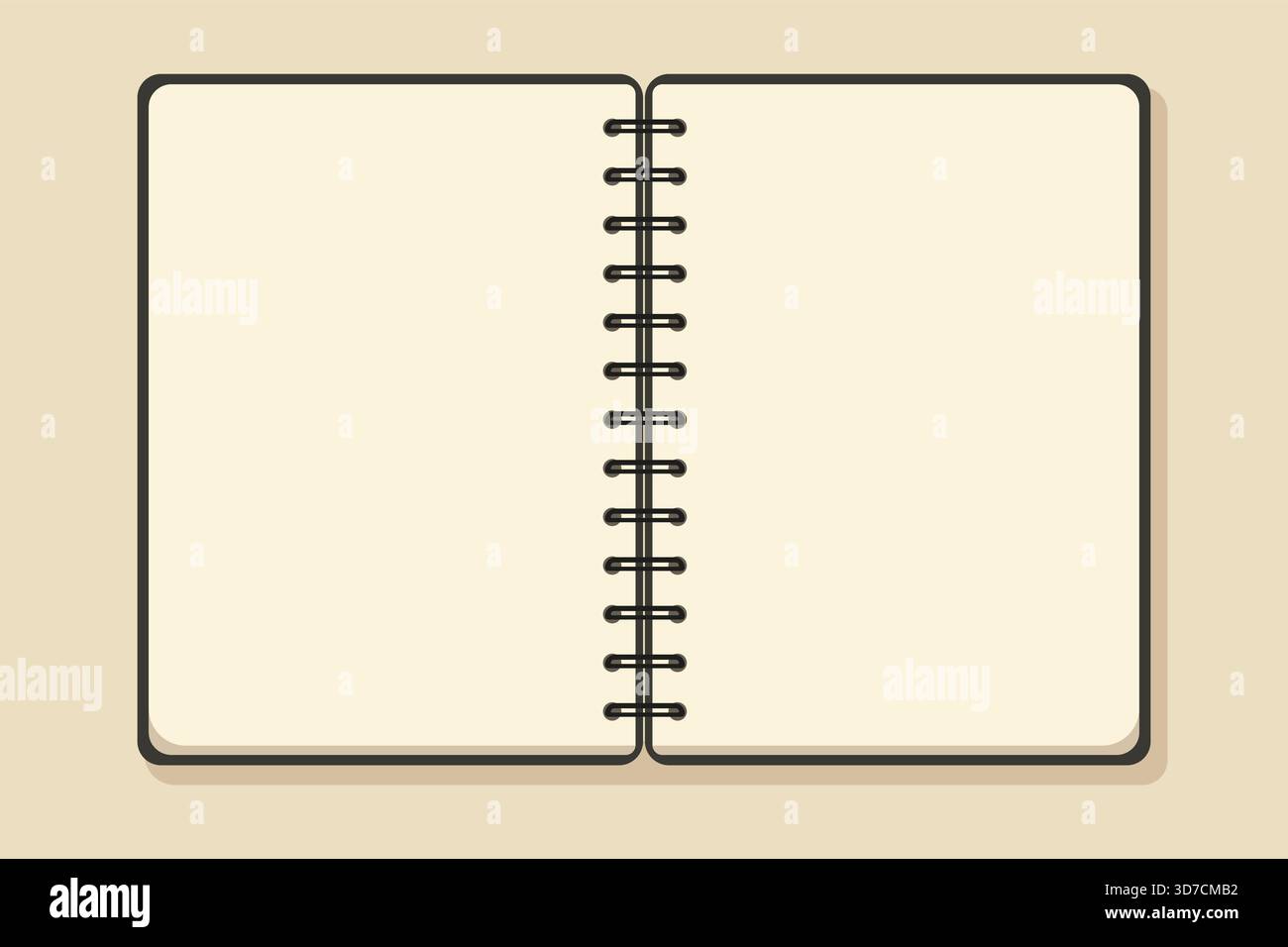 An open notebook graphic with lightly lined pages and a central binding, ready for notes. Stock Vector