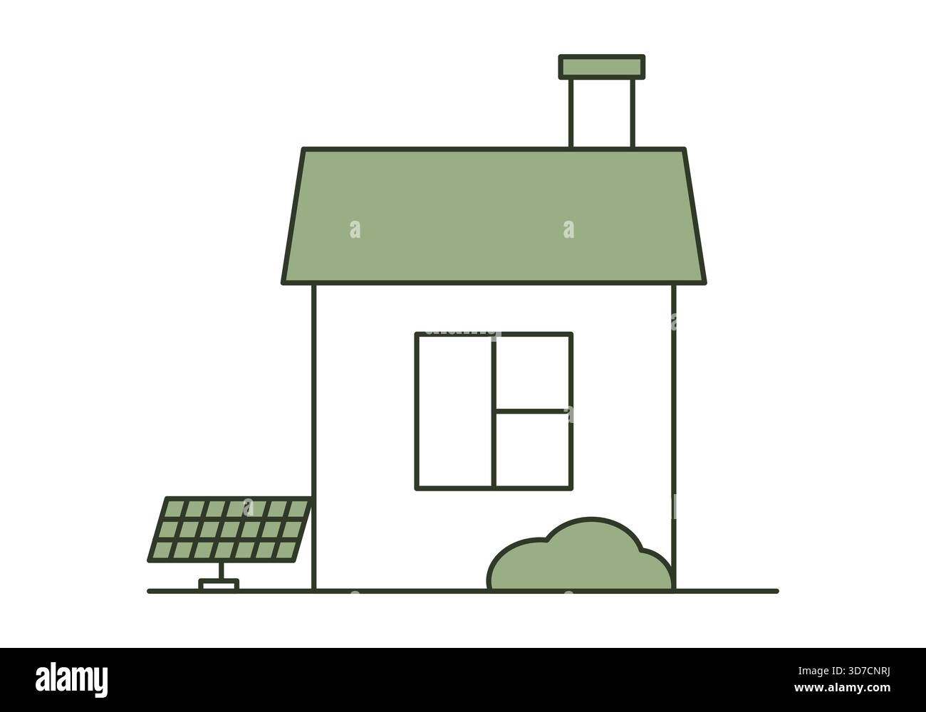 House with a solar battery icon, flat vector illustration. Stock Vector