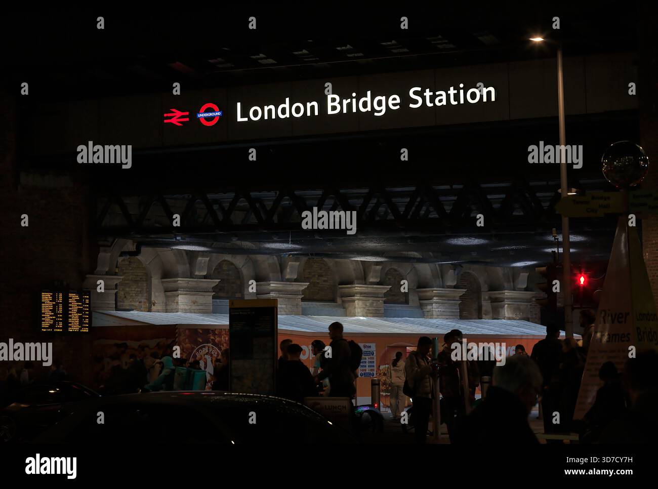 London Bridge Railing London Bridge rail station, London, England, at night time Stock Photo ...