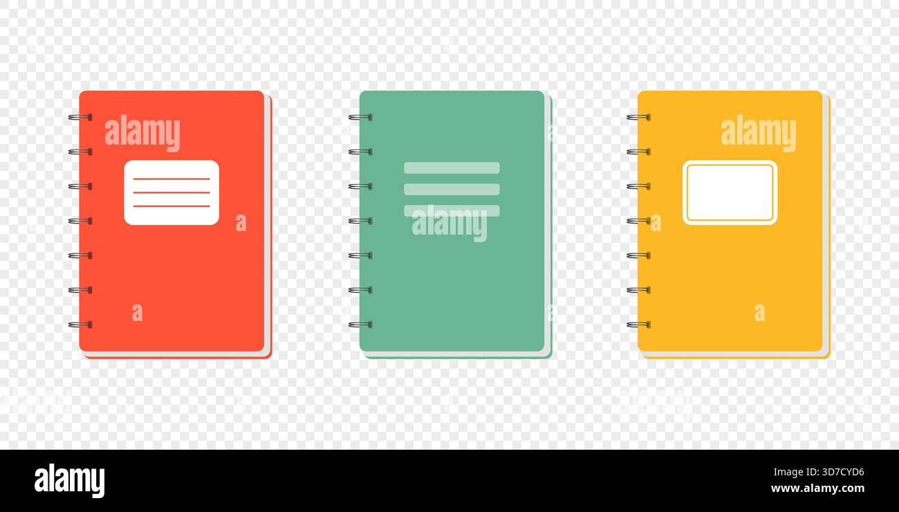 Spiral notebook vector icon set Stock Vector