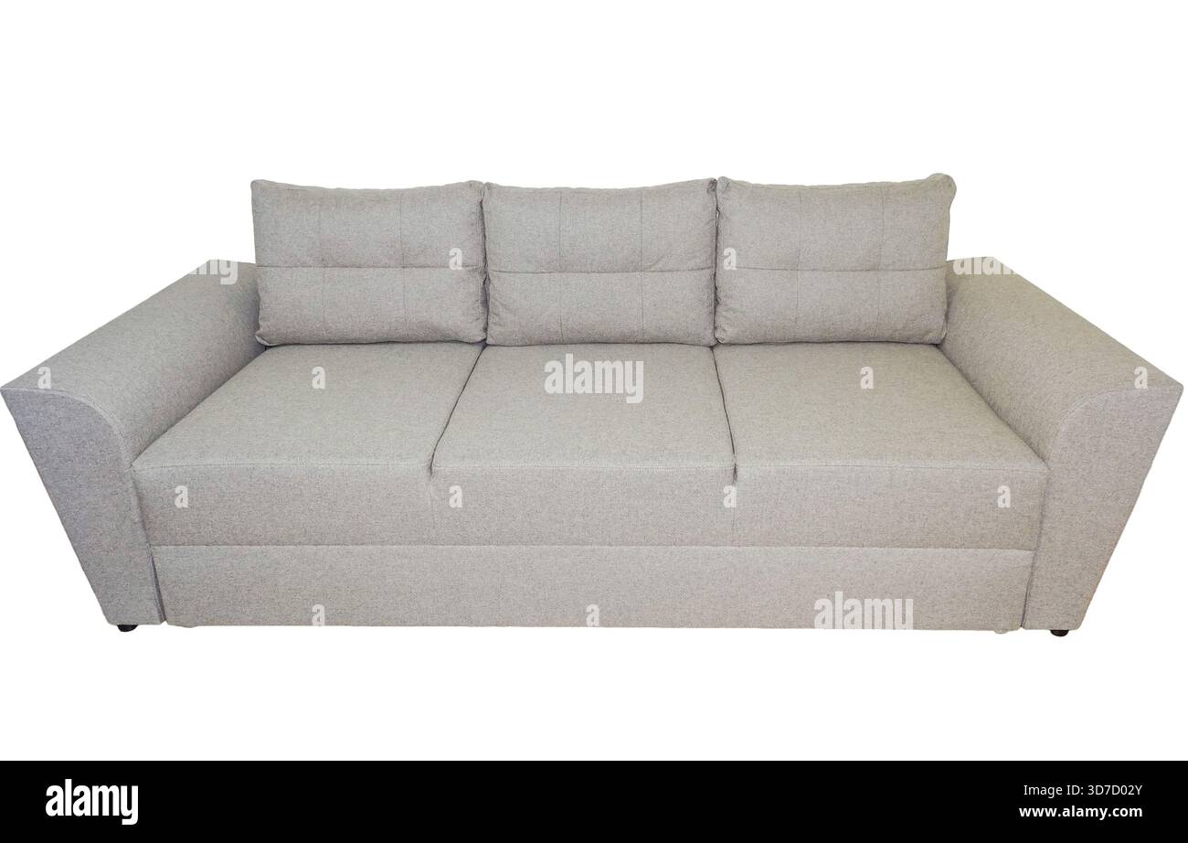 Gray sofa isolated on white background Stock Photo