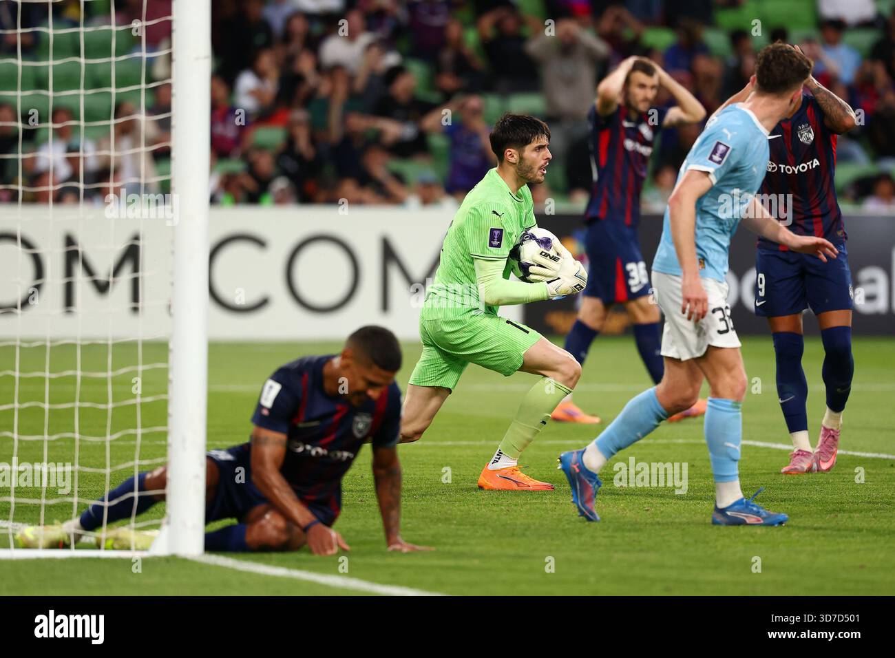 Patrick Beach Of Melbourne City Saves An Attempt At Goal During The AFC patrick-beach-of-melbourne-city-saves-an-attempt-at-goal-during-the-afc