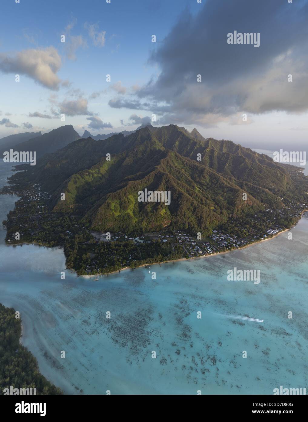 Aerial View Of A Volcanic Island s Lush Green Slopes Meet The Turquoise 