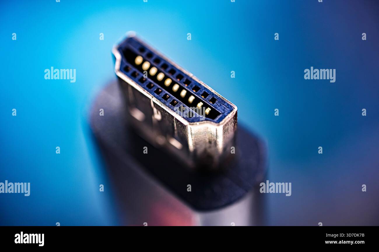 Male HDMI type A connector for transmitting video data Stock Photo