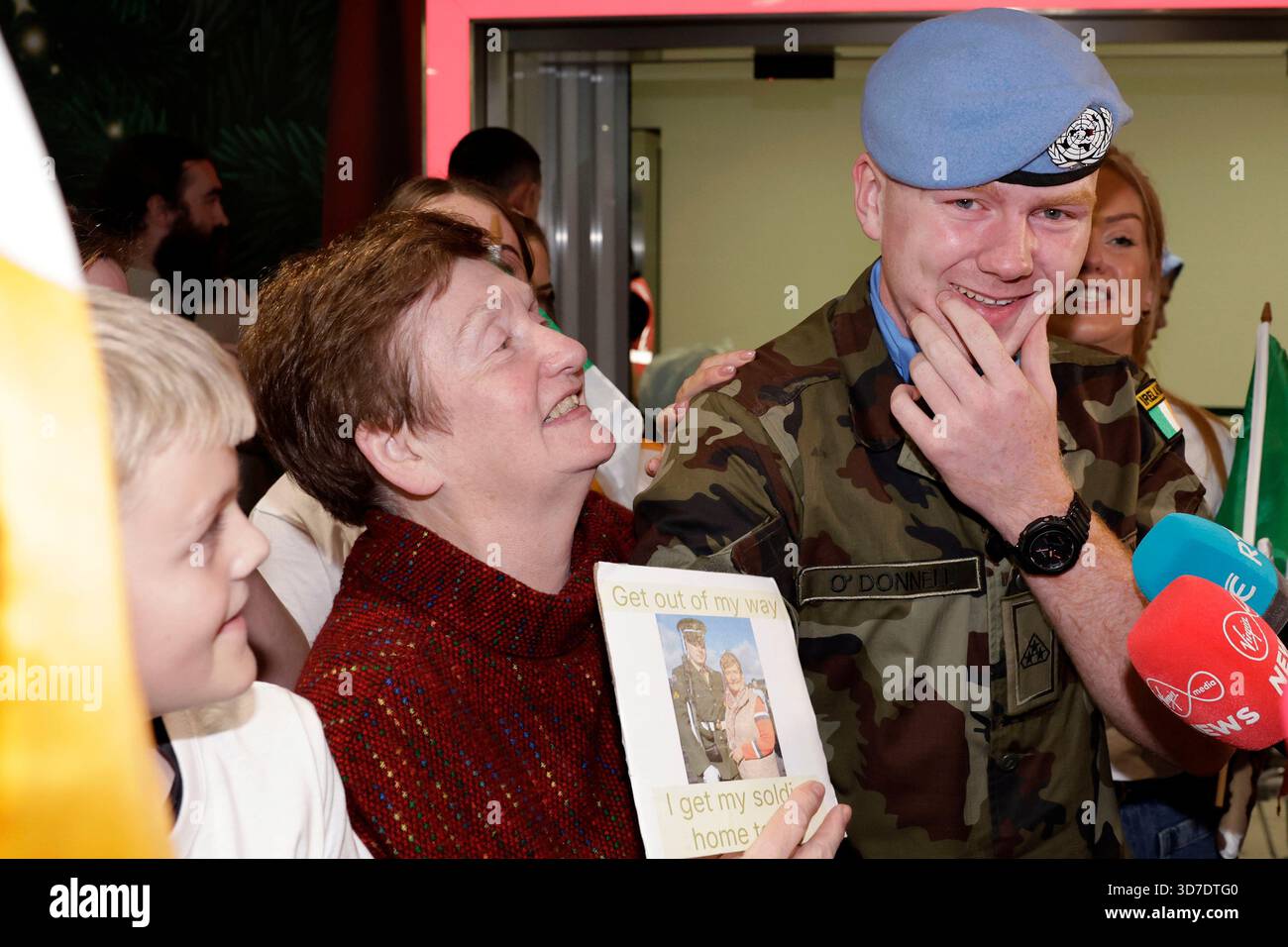 Chrissie Renehan greets her grandson, Jack Renehan, at Dublin Airport ...