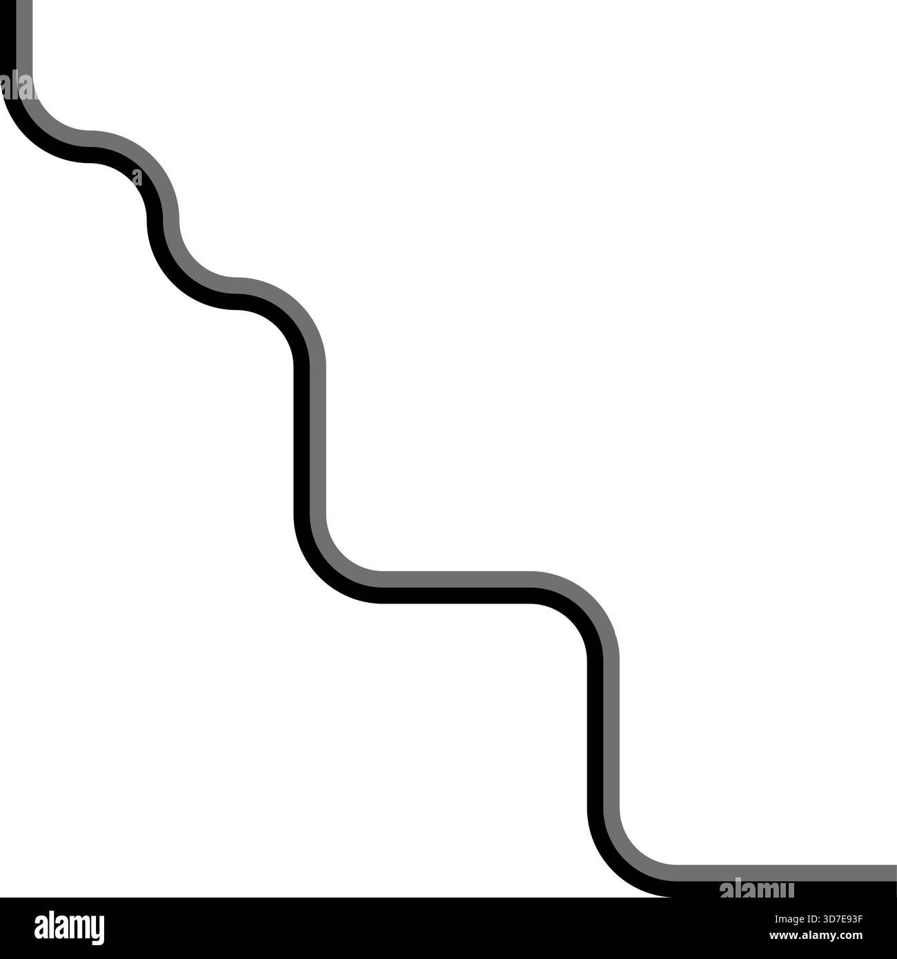 Directional Curve Example Two thick lines angle diagonally through a maze of squared wave ...