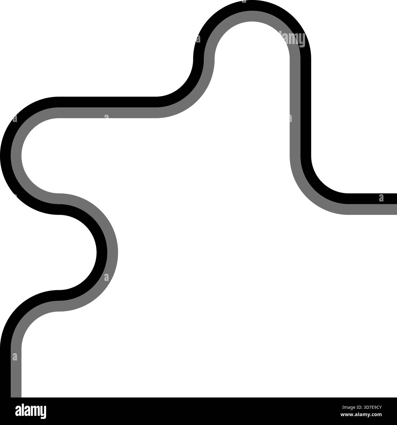 Two thick lines travel along a defined path built from squared wave forms and smooth rounded bends. Stock Vector