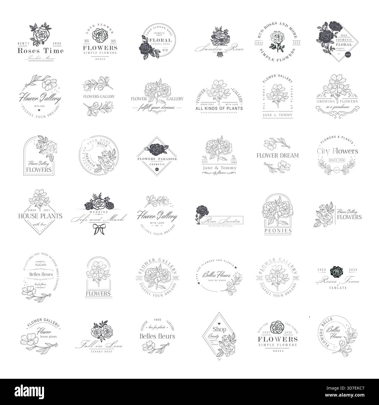 Floral Rose Logo. Elegant, nice and creative flower logo for various design projects. Rose logo can be used as symbols, icons, or others template. Stock Vector