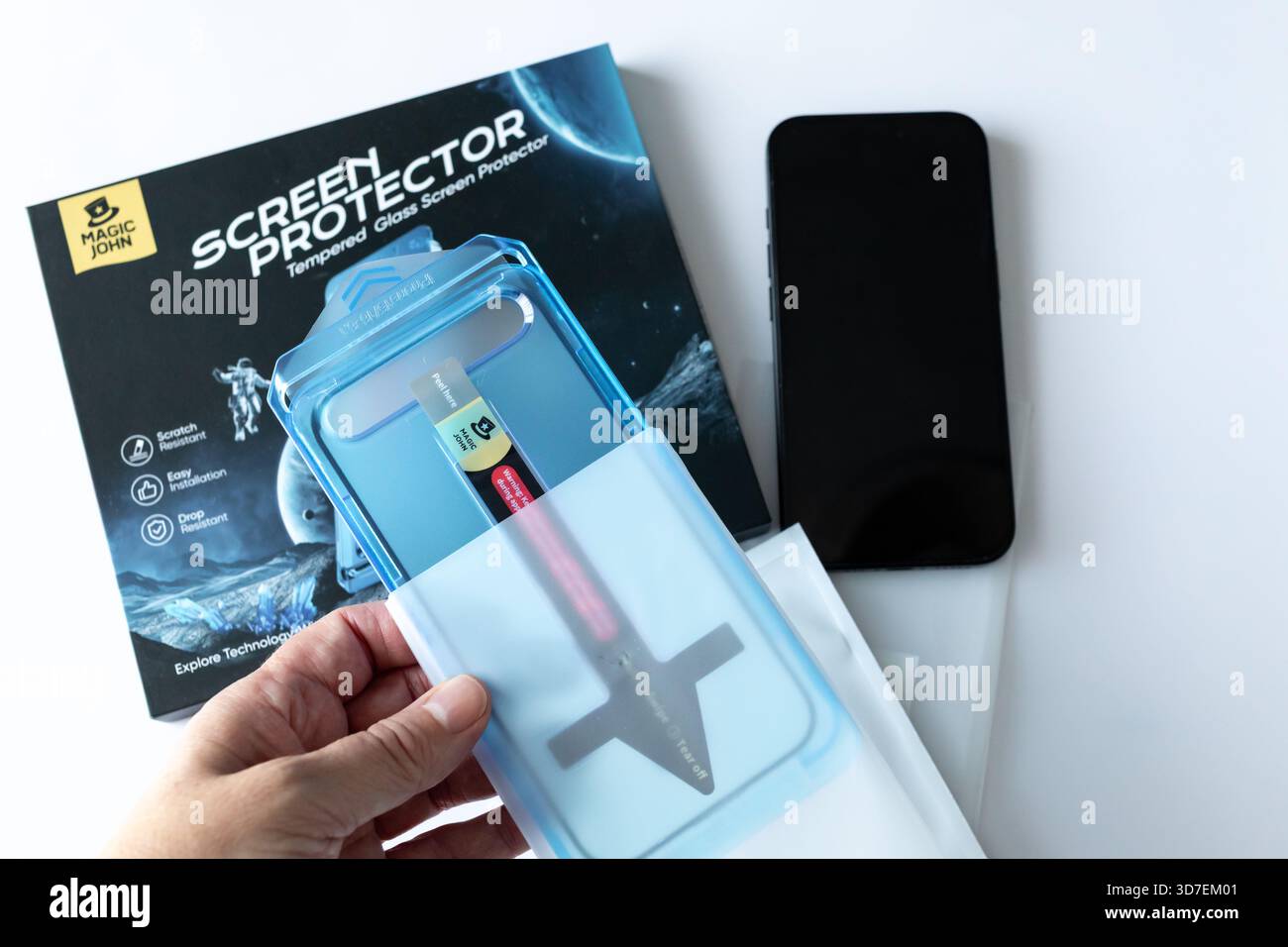 Stock photograph of an iPhone screen protector kit Stock Photo