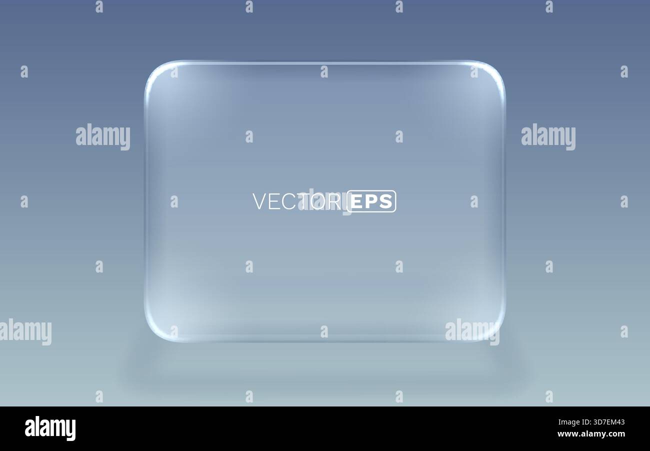 Transparent glass panel with rounded corners, a modern blank display ...