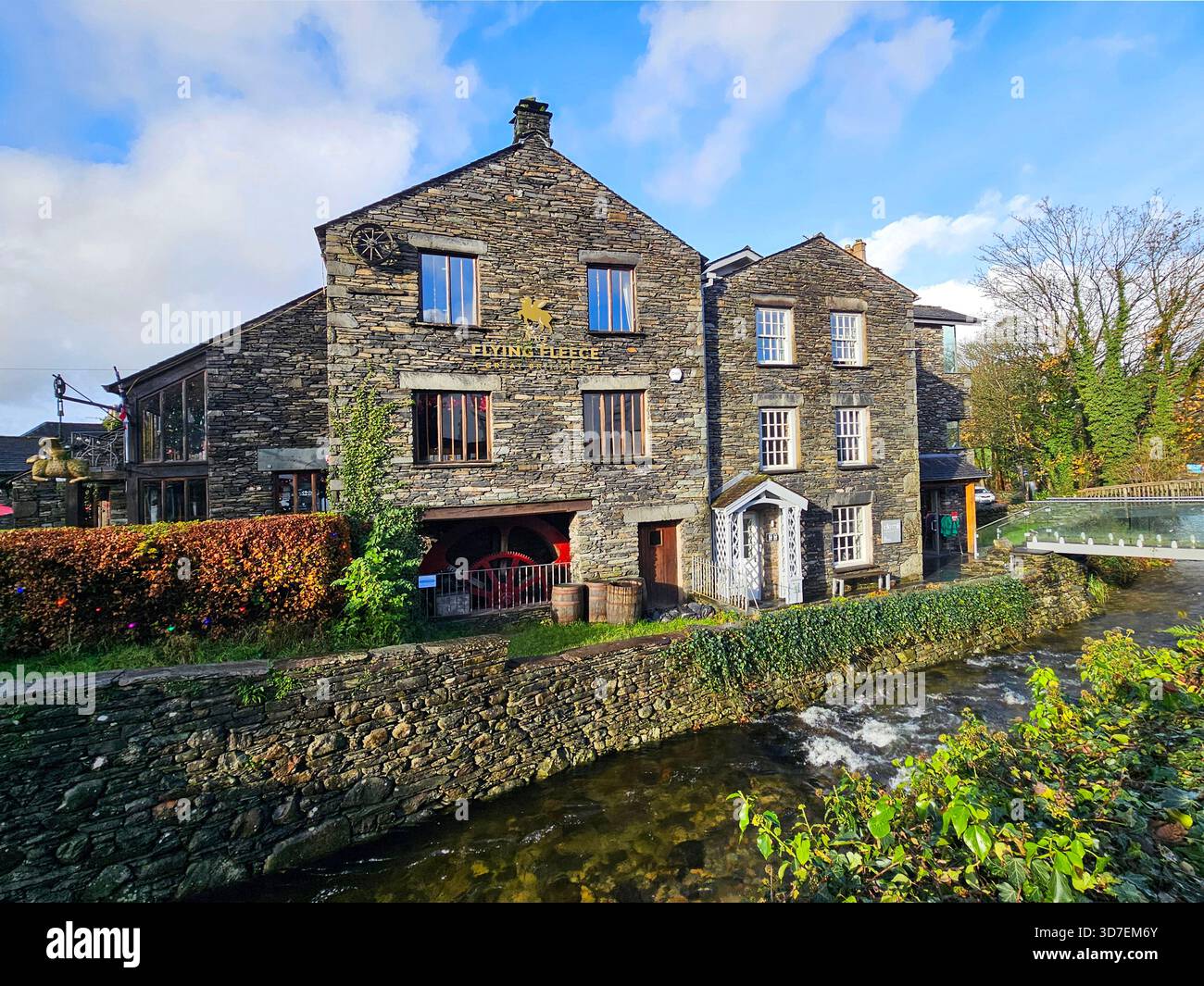 Flying Fleece Pub, former Fulling Mill, Ambleside, Lake District, Cumbria - Smartphone Captured Stock Image
