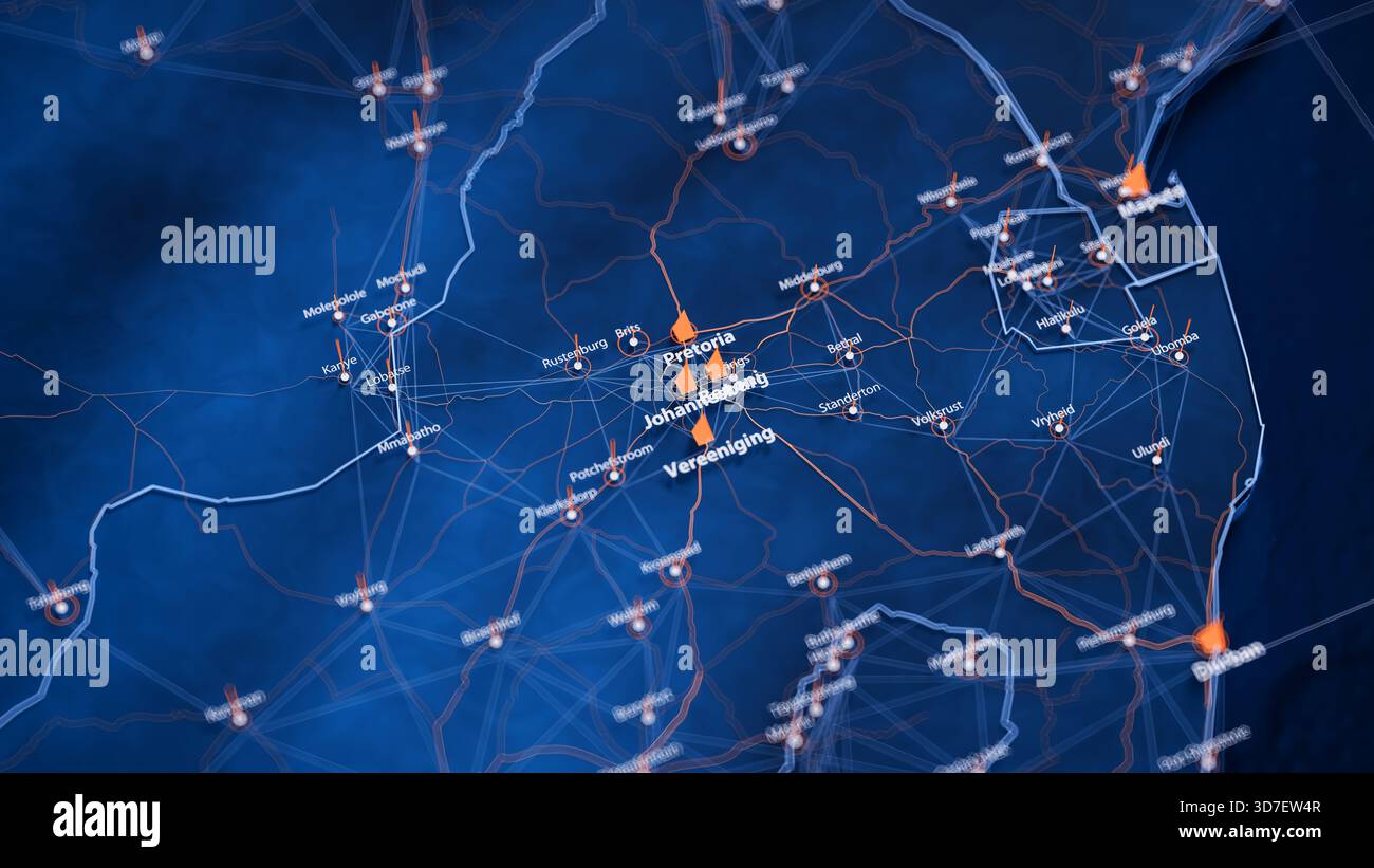 Visual Map Data Johannesburg map big data visualization. Futuristic map infographic of ...