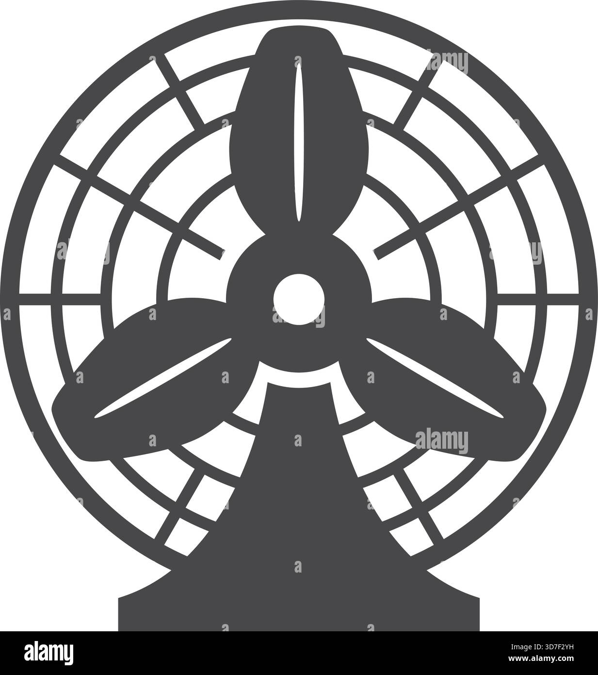 A black and white fan with three blades Stock Vector