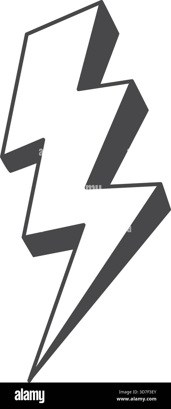 A lightning bolt is drawn in black and white Stock Vector Image & Art ...