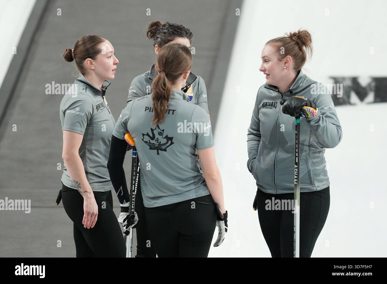 Corryn Brown, right, speaks with teammates during Canadian Olympic ...